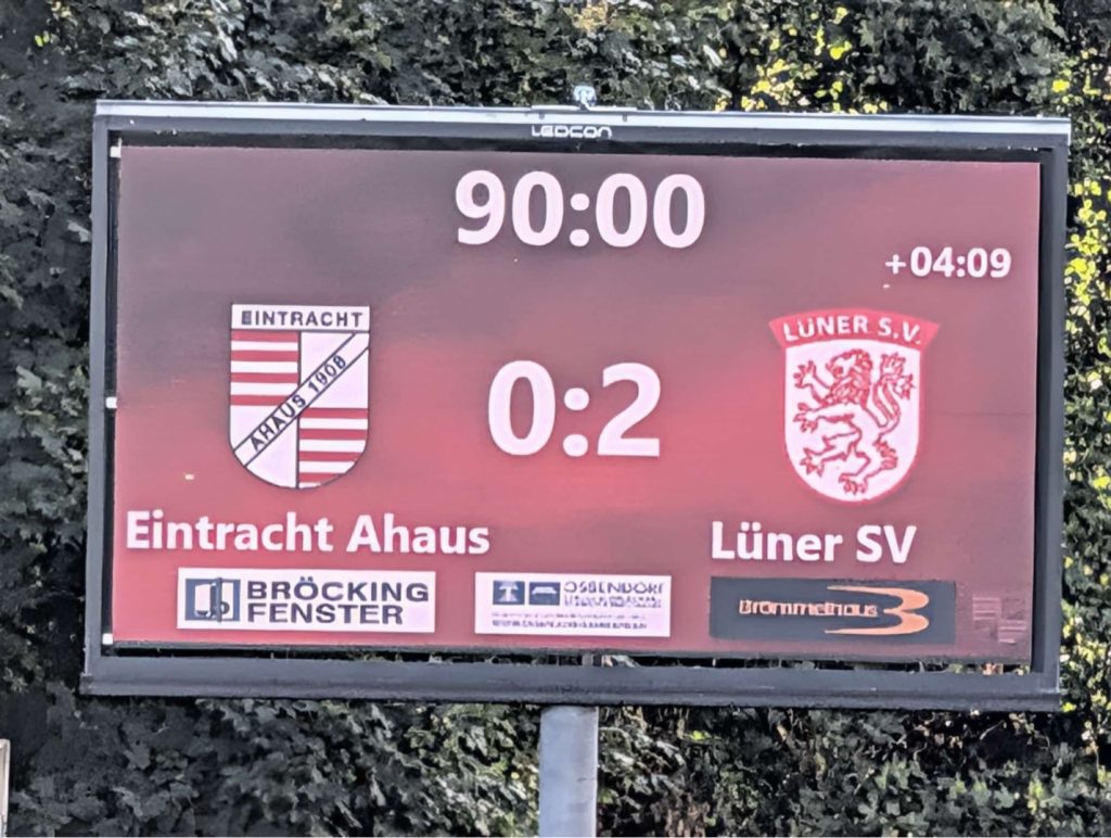 Endstand in dem Spitzenspiel gegen den bisher führenden SV Eintracht Ahaus. (© LSV